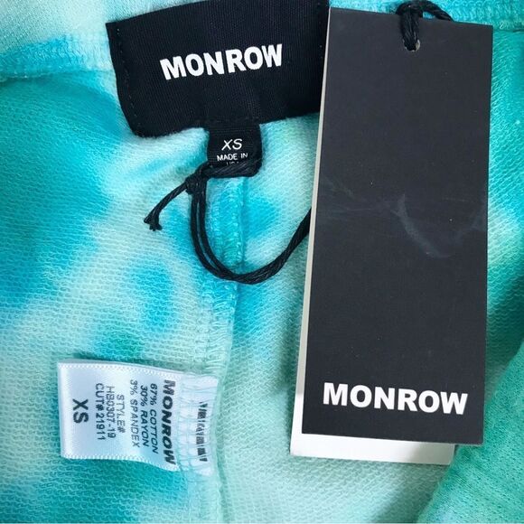 New MONROW Tie Dye Supersoft Jogger Sweats Sweatpants Green Blue Size XS X-Small - Picture 9 of 13